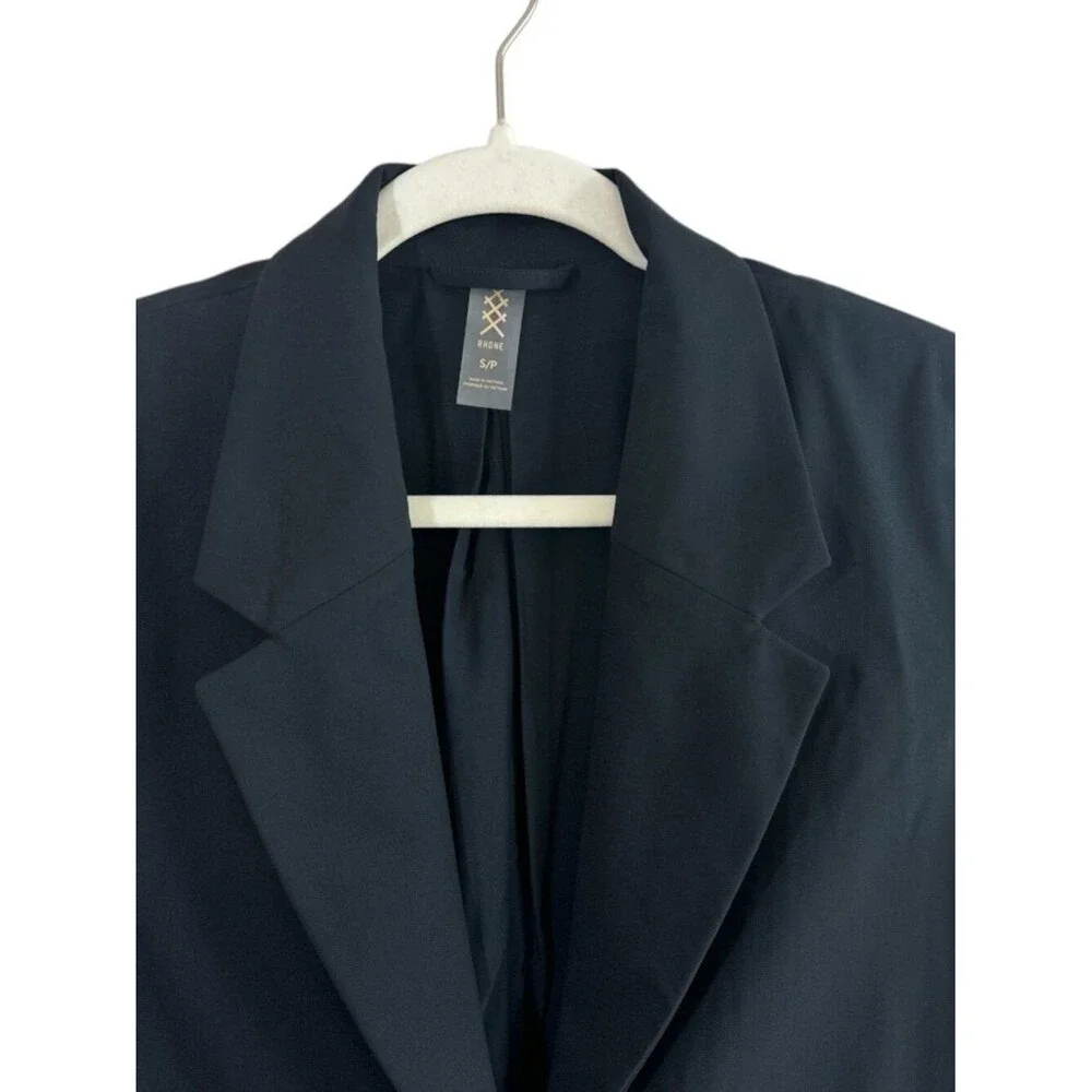 Rhone Commuter Boyfriend Blazer Women's Sz S One Button Jacket Black Career